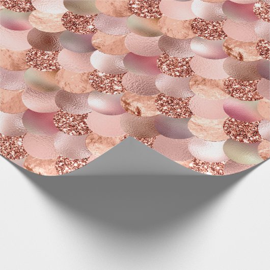 Mermaid Scales Roze Rose Gold Glitter Spark Koper Cadeaupapier (Hoek)