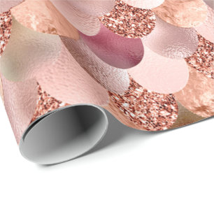 Mermaid Scales Roze Rose Gold Glitter Spark Koper Cadeaupapier