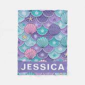 Mermaid Scales Seashell Pattern Fantasy Fleece Deken (Voorkant)