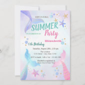 Mermaid Scales Seastars Birthday Party Kaart (Voorkant)