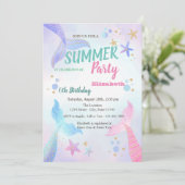 Mermaid Scales Seastars Birthday Party Kaart (Staand voorkant)