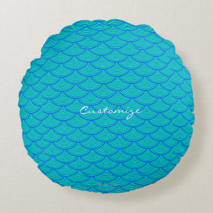 mermaid scales Thunder_Cove aqua/blauw Rond Kussen