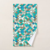 Mermaid Scales, Turquoise, Aqua, Taupe en Cream Bad Handdoek (Handdoek)