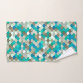 Mermaid Scales, Turquoise, Aqua, Taupe en Cream Bad Handdoek (Handdoek)