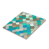 Mermaid Scales, Turquoise, Aqua, Taupe en Cream Tegeltje (Zijkant)