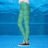 Mermaid Scales Turquoise Green patroon Leggings