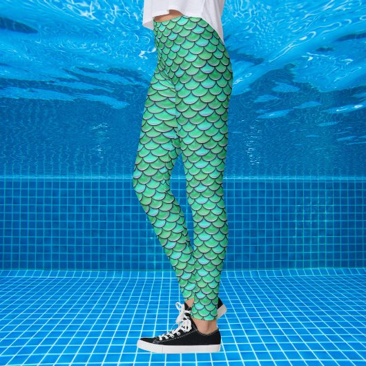 Mermaid Scales Turquoise Green patroon Leggings