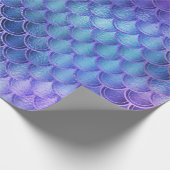 Mermaid Scales Unicorn Metallic Blue Navy Roze Cadeaupapier (Hoek)