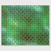Mermaid Scales Unicorn Metallic Emerald Gold Green Cadeaupapier (Vlak)