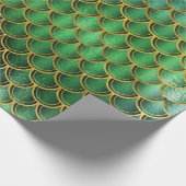 Mermaid Scales Unicorn Metallic Emerald Gold Green Cadeaupapier (Hoek)