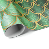 Mermaid Scales Unicorn Metallic Emerald Gold Green Cadeaupapier (Rol Hoek)