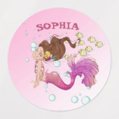 Mermaid School roze Blue Cute Personal Labels (Design 1)