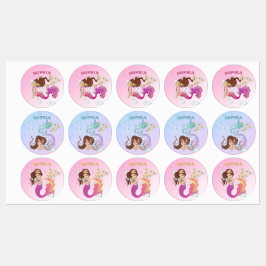 Mermaid School roze Blue Cute Personal Labels