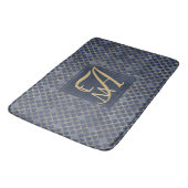 Mermaid Schubben Monogram Navyblauw Goud Huisdecor Badmat (Gekanteld)