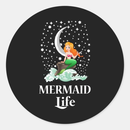 Mermaid Sea Mermaids Girl Funny Birthday Gift Idea Ronde Sticker (Voorkant)