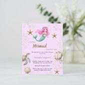 Mermaid sea pink purple Baby Shower invitation (Staand voorkant)
