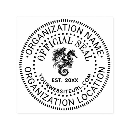 Mermaid Seahorse Official Seal Name Loc URL Estd Zelfinktende Stempel (Design)