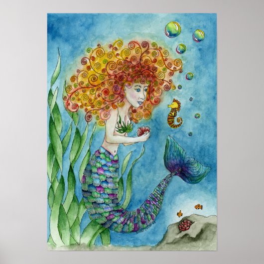 Mermaid - Seahorse Poster (Voorkant)