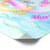 Mermaid seahorse waterverf art. poster (Hoek)