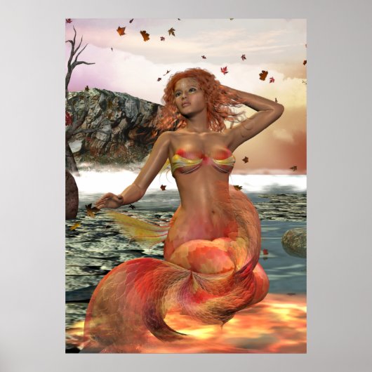 Mermaid Seasonal Series LUCY Autumn Pinup Poster (Voorkant)