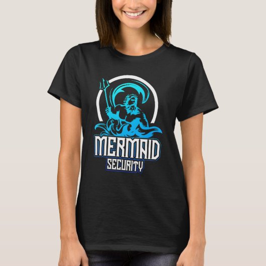 Mermaid Security Birthday Fun Merman Swimmer Swimm T-shirt (Voorkant)