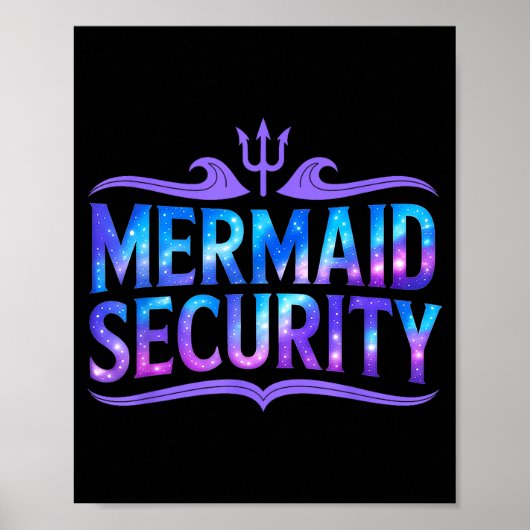 Mermaid Security Funny Dad Father Daughter Birthda Poster (Voorkant)