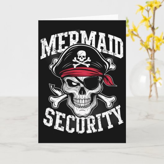 Mermaid Security Pirate Dad Brother Halloween  Kaart (Gele Bloem)