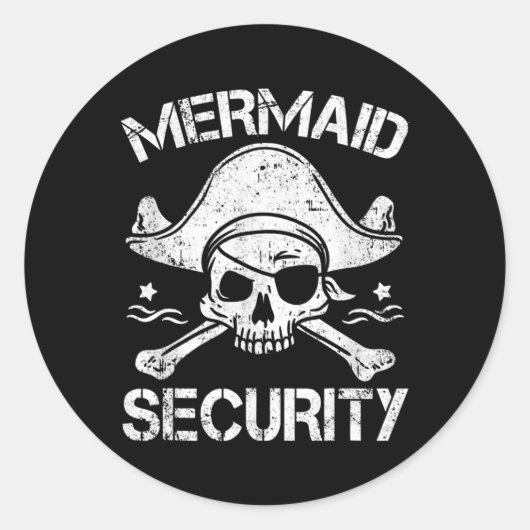 Mermaid Security Pirate Matching Family Party Ronde Sticker (Voorkant)