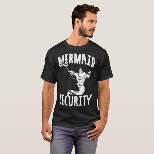 Mermaid Security Poseidon Guard Birthday Pool T-shirt (Voorkant volledig)
