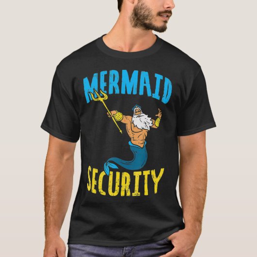 Mermaid Security Poseidon Guard Birthday Pool T-shirt (Voorkant)