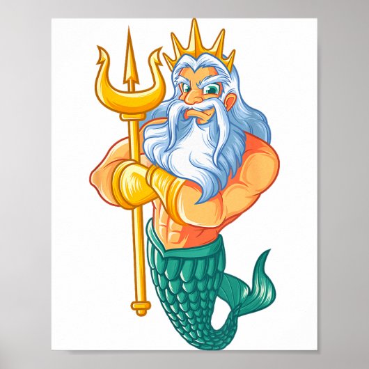 Mermaid Security Shirt _ Funny Merman Swimming Gif Poster (Voorkant)