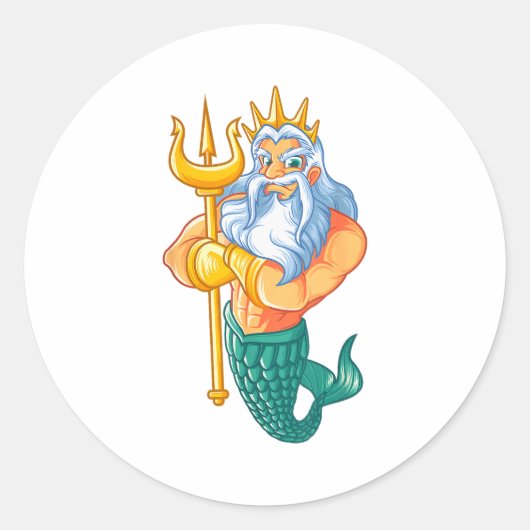 Mermaid Security Shirt _ Funny Merman Swimming Gif Ronde Sticker (Voorkant)