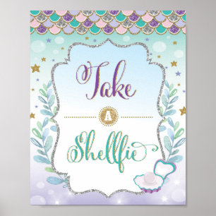 Mermaid Selfie Station Een Shellfie Sign Decor geb Poster