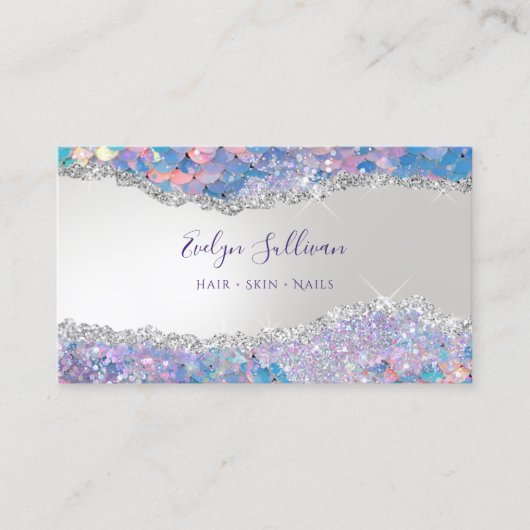 Mermaid sequin faux foil visitekaartje (Voorkant)
