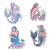 Mermaid set van 4 stickers door Renee Lavoie (Voorkant)