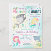 Mermaid Shark Invitation Boy Girl Invitation Kaart (Voorkant)