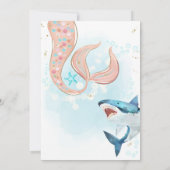 Mermaid Shark Verjaardag Uitnodiging gezamenlijke  (Achterkant)