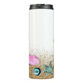 *~* Mermaid Shells Monogram Glitter Zee Turtle Thermosbeker (Achterkant)