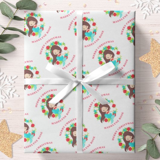 Mermaid Shells Persoonlijke naam Kerstmis Cadeaupapier