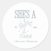 Mermaid Shes a Catch Celebration Ronde Sticker (Voorkant)