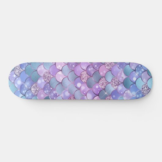 Mermaid Shimmery Satin Scales Pattern Skateboard (Horizontaal)