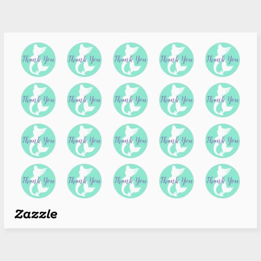 Mermaid Silhouette Bedankt Ronde Sticker (Vel)