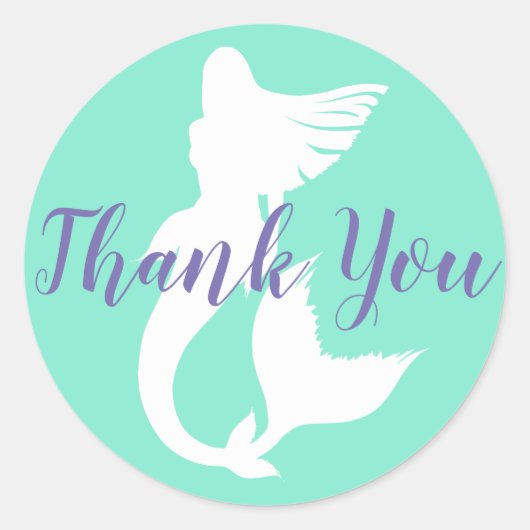 Mermaid Silhouette Bedankt Ronde Sticker (Voorkant)