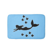 Mermaid Silhouette Blue Bath Mat (Voorkant)