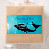 Mermaid Silhouette Blue Ocean Etiket (Insitu)
