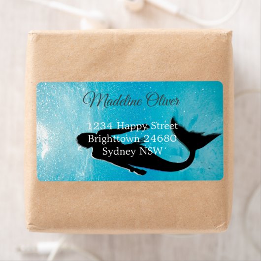 Mermaid Silhouette Blue Ocean Etiket (Insitu)