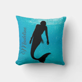Mermaid Silhouette Blue Ocean Modern Kussen