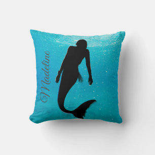 Mermaid Silhouette Blue Ocean Modern Kussen