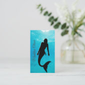 Mermaid Silhouette Blue Ocean QR Code Professional Visitekaartje (Staand voorkant)
