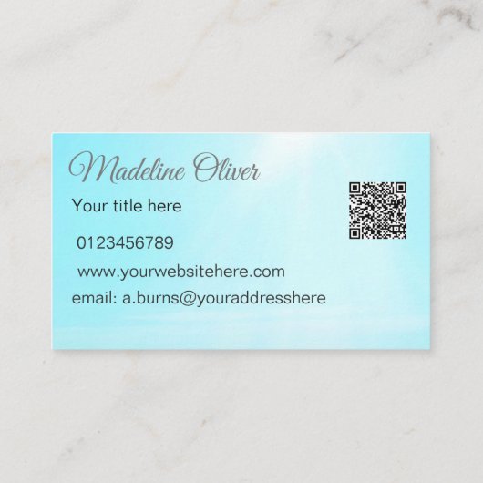 Mermaid Silhouette Blue Ocean QR Code Professional Visitekaartje (Achterkant)